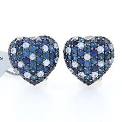 Ziba by Le Vian Ombre Sapphire Heart Stud Earrings Sterling - 925 Round 10.00ctw