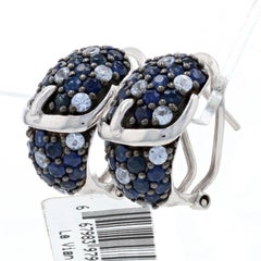 Ziba by Le Vian Sapphire Buckle J-Hoop Earrings Sterling, 925 Rnd 8.00ctw Ombre