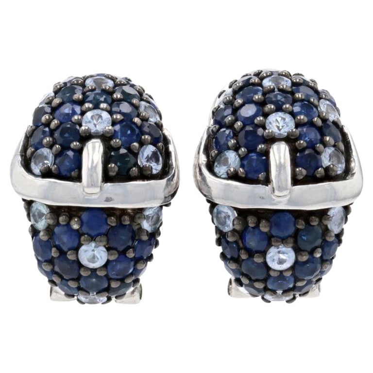 Ziba por Le Vian Zafiro Hebilla J-Hoop Pendientes Sterling, 925 Rnd 8.00ctw Ombre