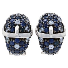 Ziba por Le Vian Zafiro Hebilla J-Hoop Pendientes Sterling, 925 Rnd 8.00ctw Ombre