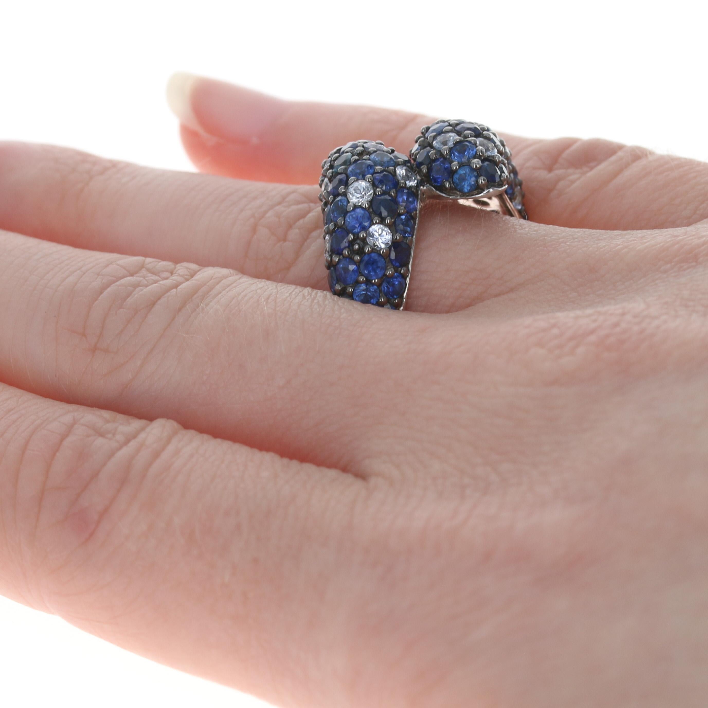Ziba by Le Vian Sapphire Cluster Bypass Ring, Sterling 925 Round 4.65ctw In New Condition For Sale In Greensboro, NC