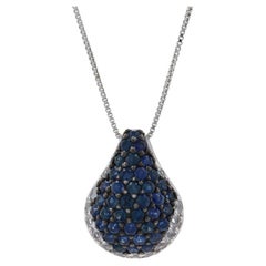 Ziba by Le Vian Sapphire Cluster Pendant Necklace Sterling 925 3.81ctw