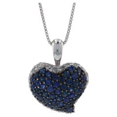 Ziba by Le Vian Sapphire Heart Halo Pendant Necklace Sterling 925 7.00ctw