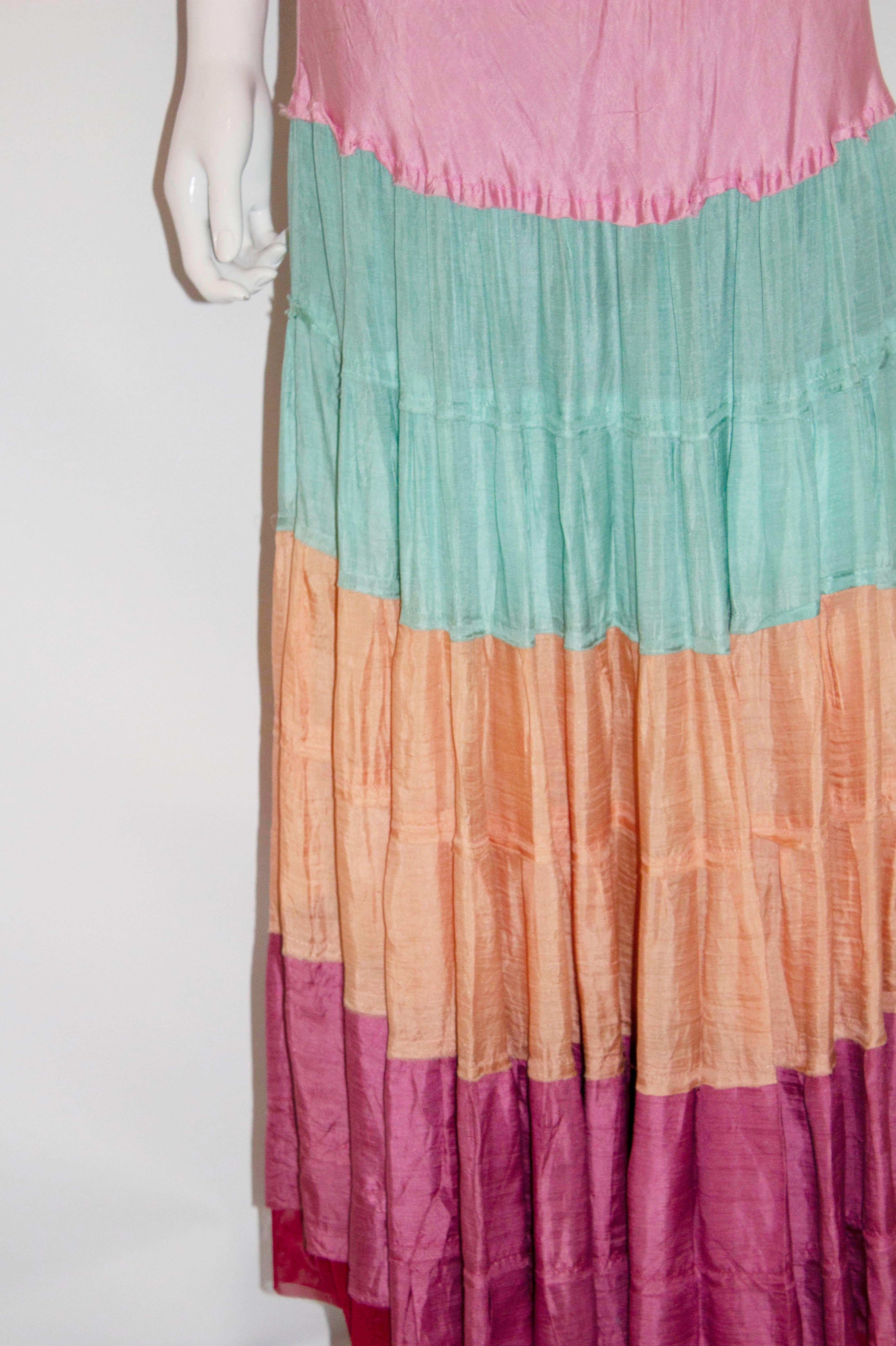 Brown Ziba Moda Italy Multi Colour  Silk Skirt