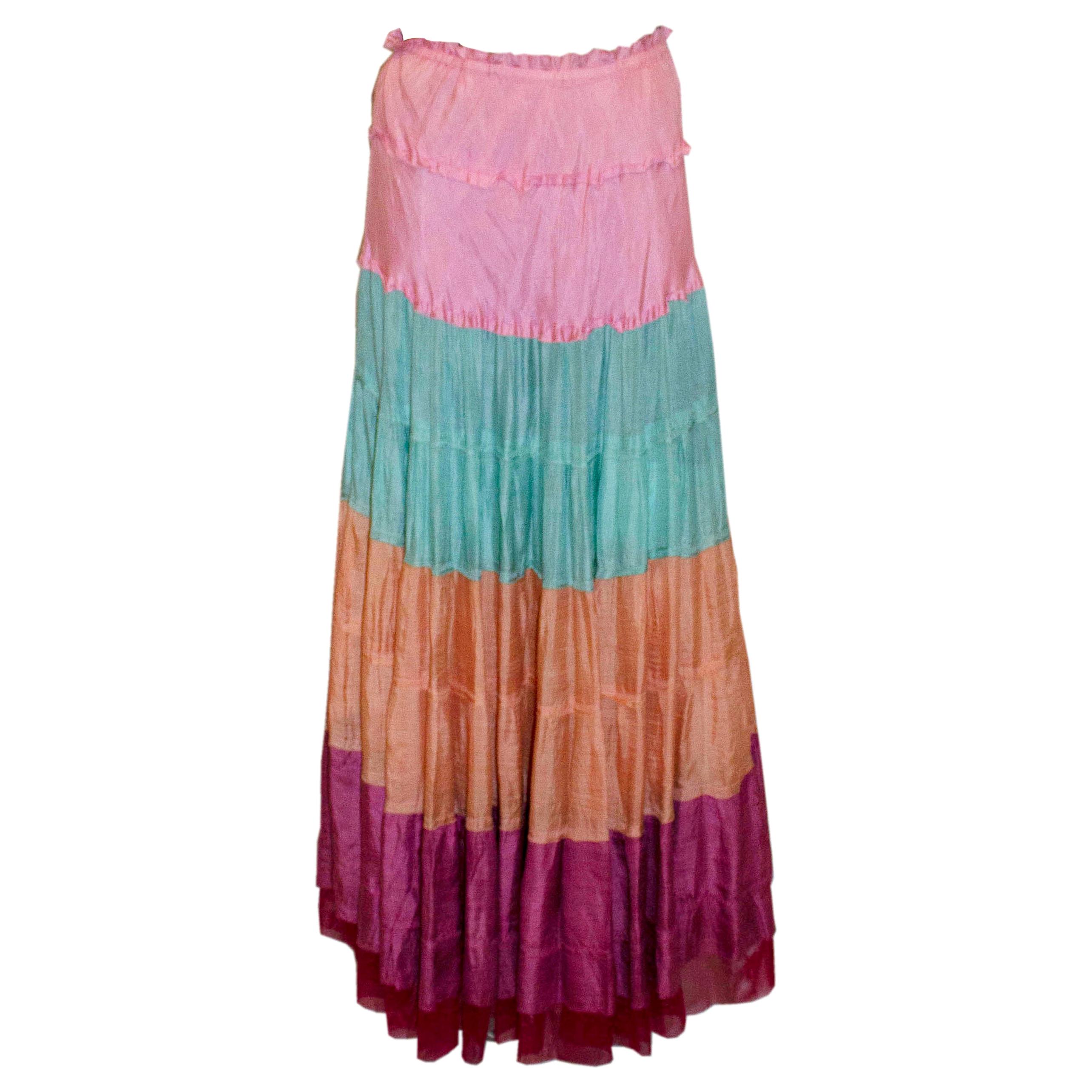 Ziba Moda Italy Multi Colour  Silk Skirt