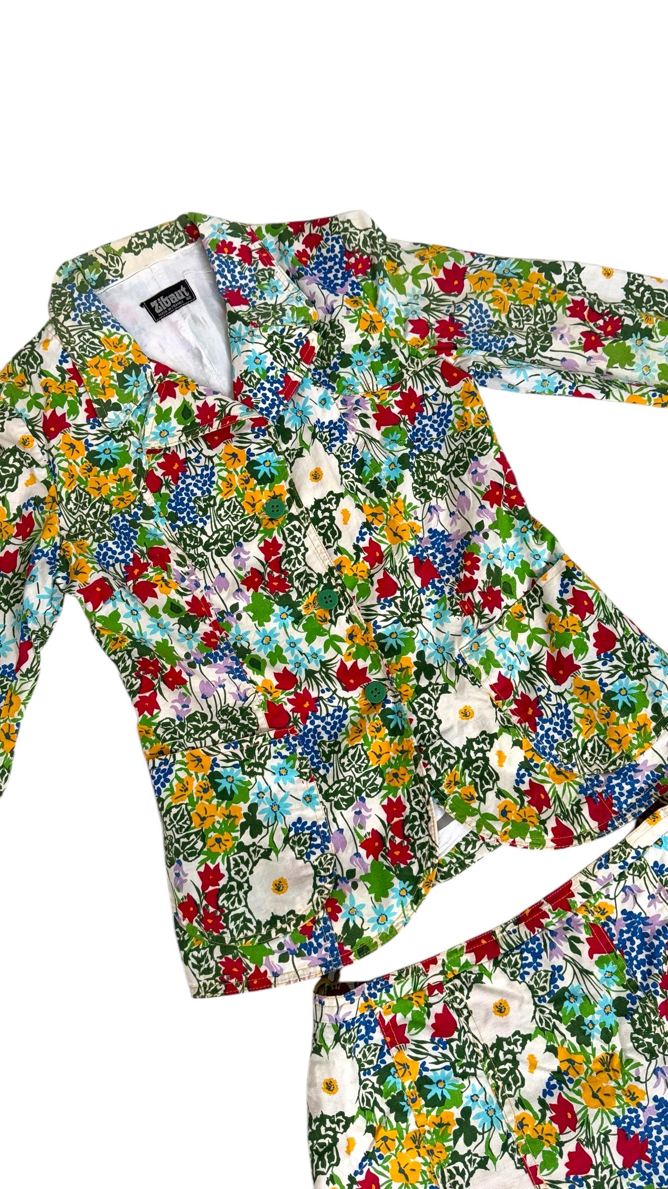 Zibaut Vintage French Two-Piece Floral Cotton Set - No import duty! For Sale 5