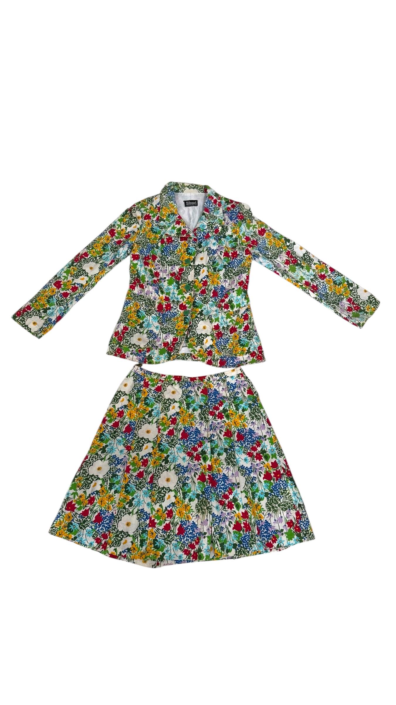 Zibaut Vintage French Two-Piece Floral Cotton Set - No import duty! For Sale 9