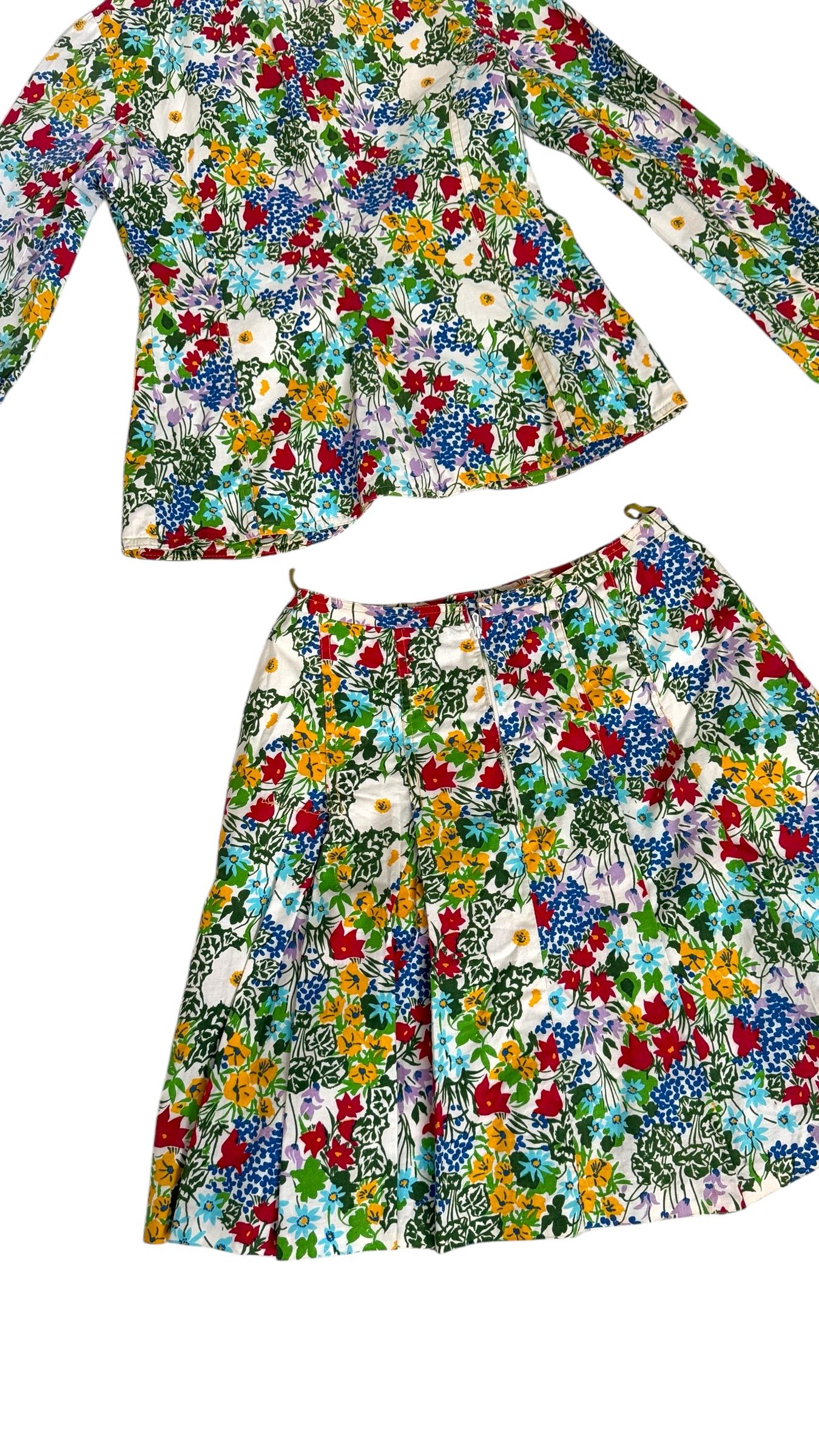 Zibaut Vintage French Two-Piece Floral Cotton Set - No import duty! For Sale 1