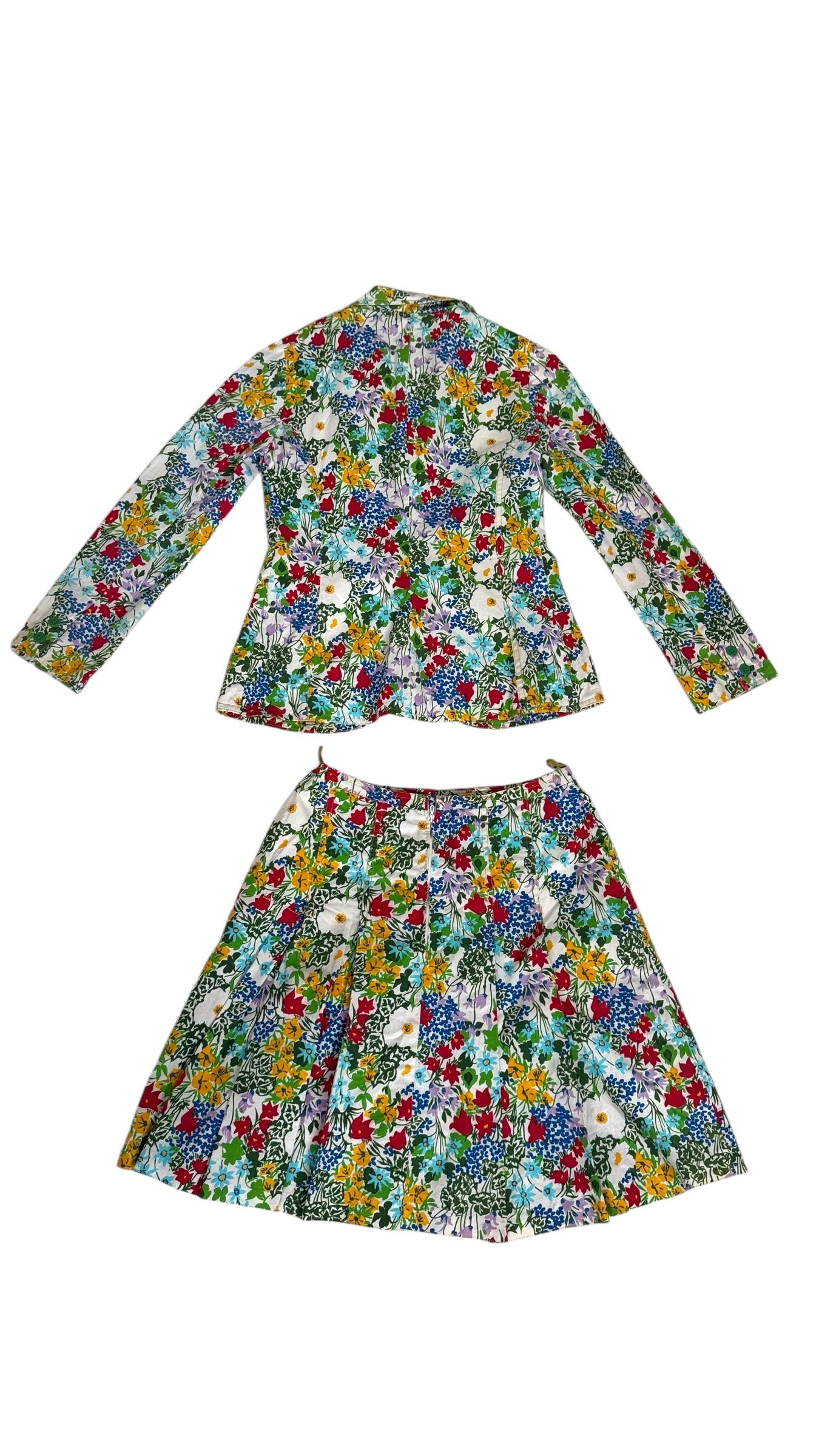 Zibaut Vintage French Two-Piece Floral Cotton Set - No import duty! For Sale 2