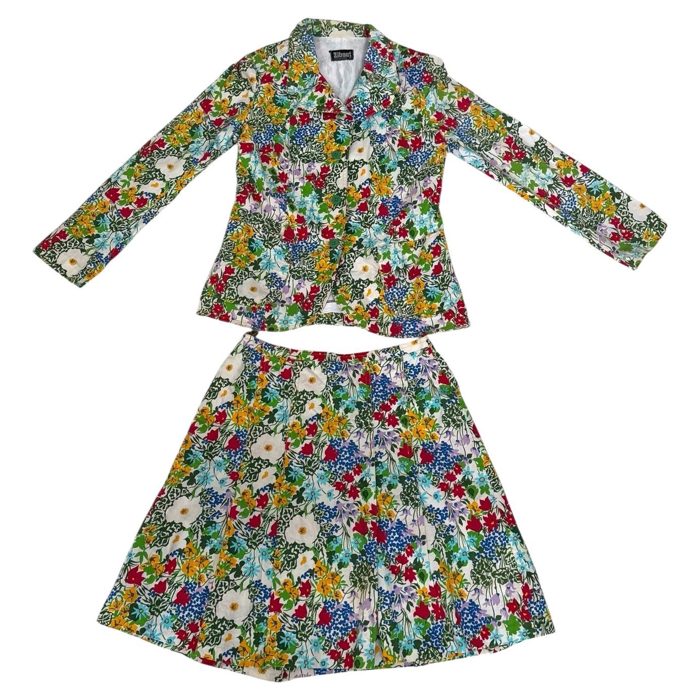 Zibaut Vintage French Two-Piece Floral Cotton Set - No import duty! For Sale