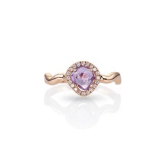 Bague Zic Zac en or rose 18 carats avec saphir rose, violet et diamant