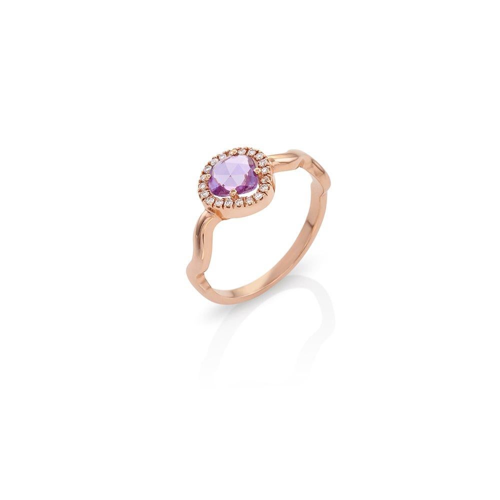 For Sale:  Zic Zac Ring in 18Kt Rose Gold with Pink, Violet Rose Cut Sapphire and Diamond 3
