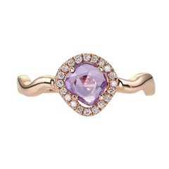 Anello Zic Zac in oro rosa 18Kt con zaffiro rosa e viola e diamante