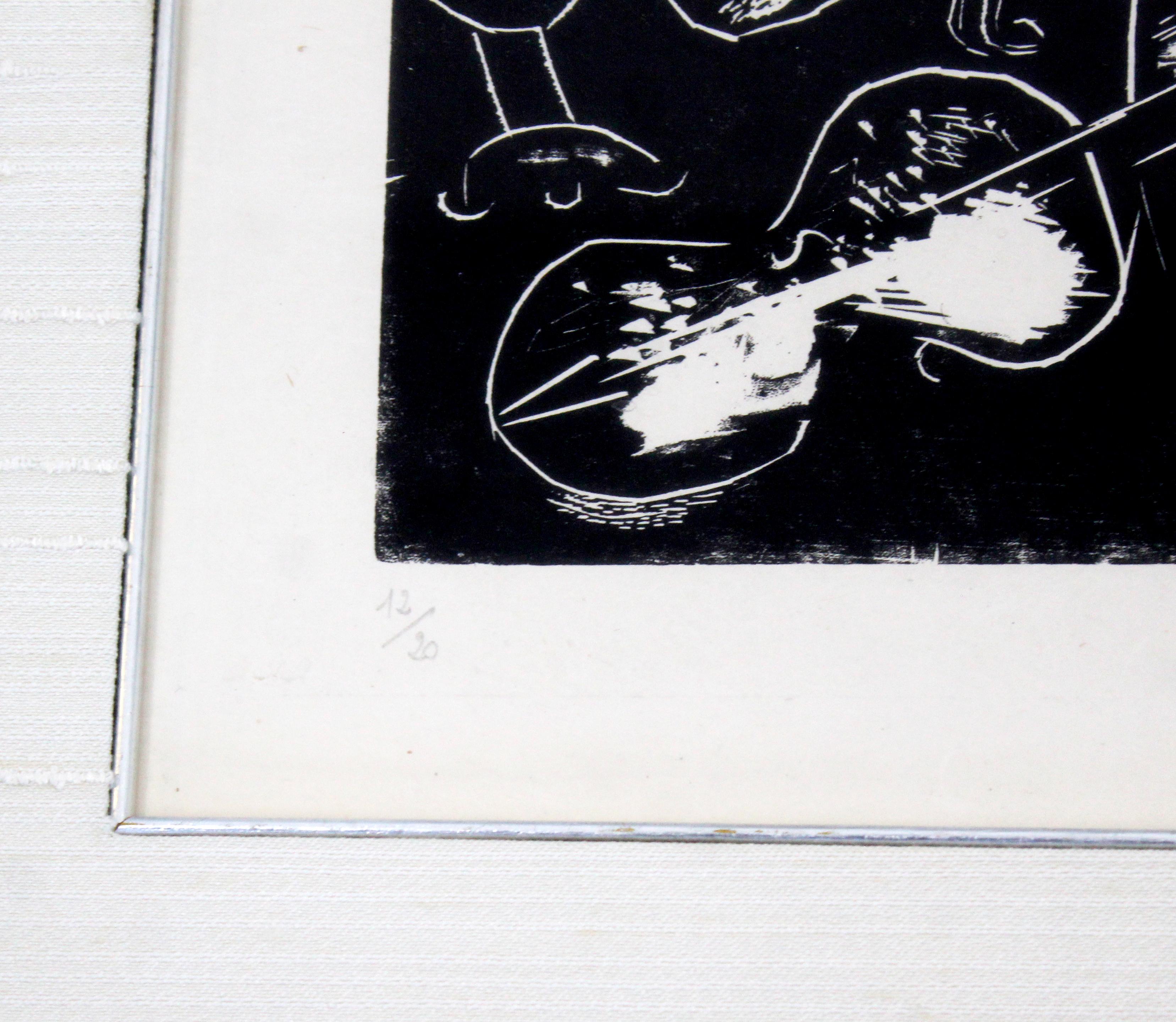 Paper Ziege Mit Geige a Framed Woodcut by Marc Chagall Signed and Numbered 12/20 For Sale