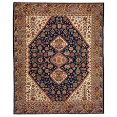 One-of-a-Kind Oriental Serapi Wool Hand-Knotted Area Rug, Navy, 8
 4 x 9
 8