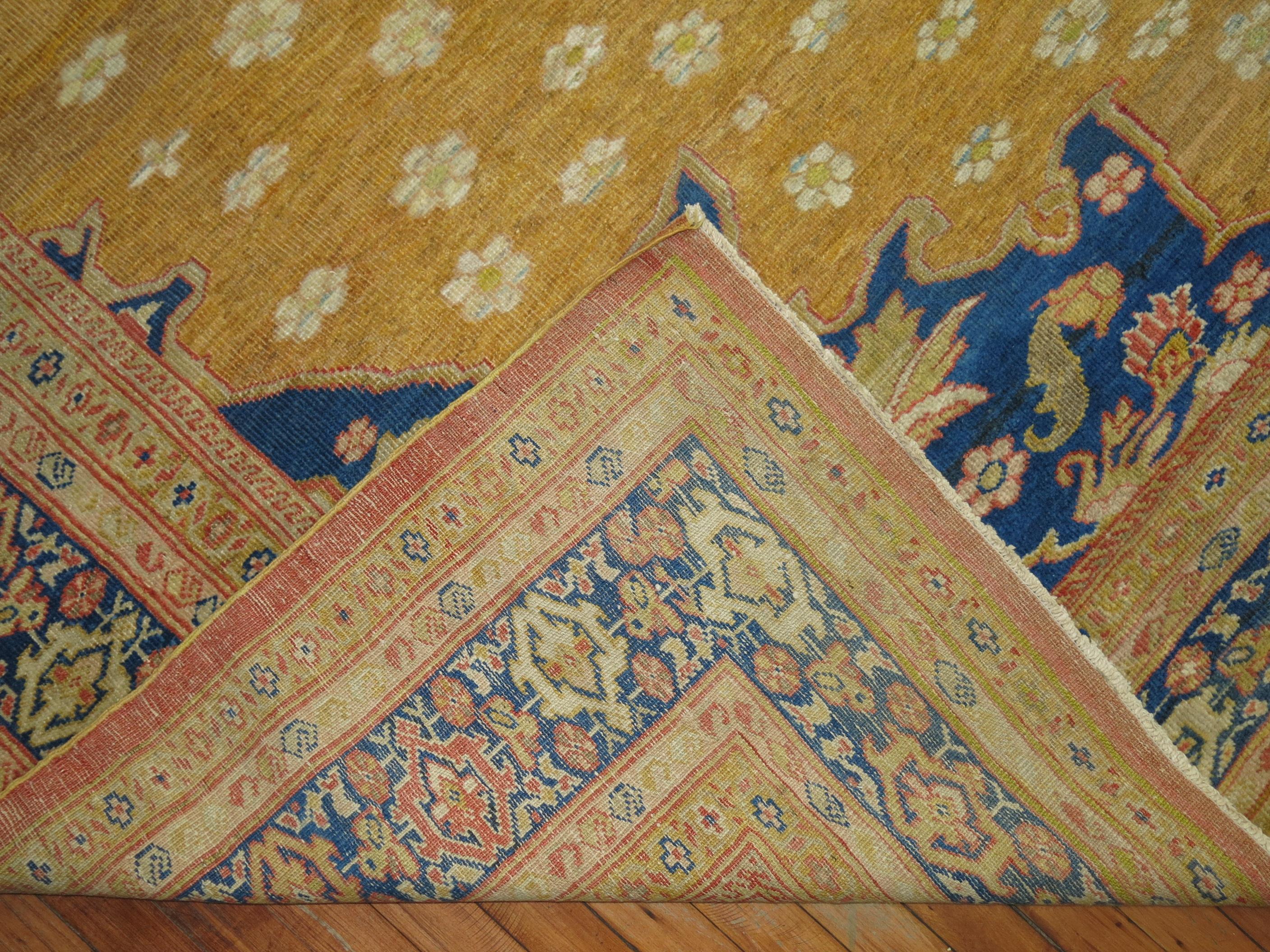Zabihi Collection Yellow 19th century Ziegler Mahal Rug For Sale 4