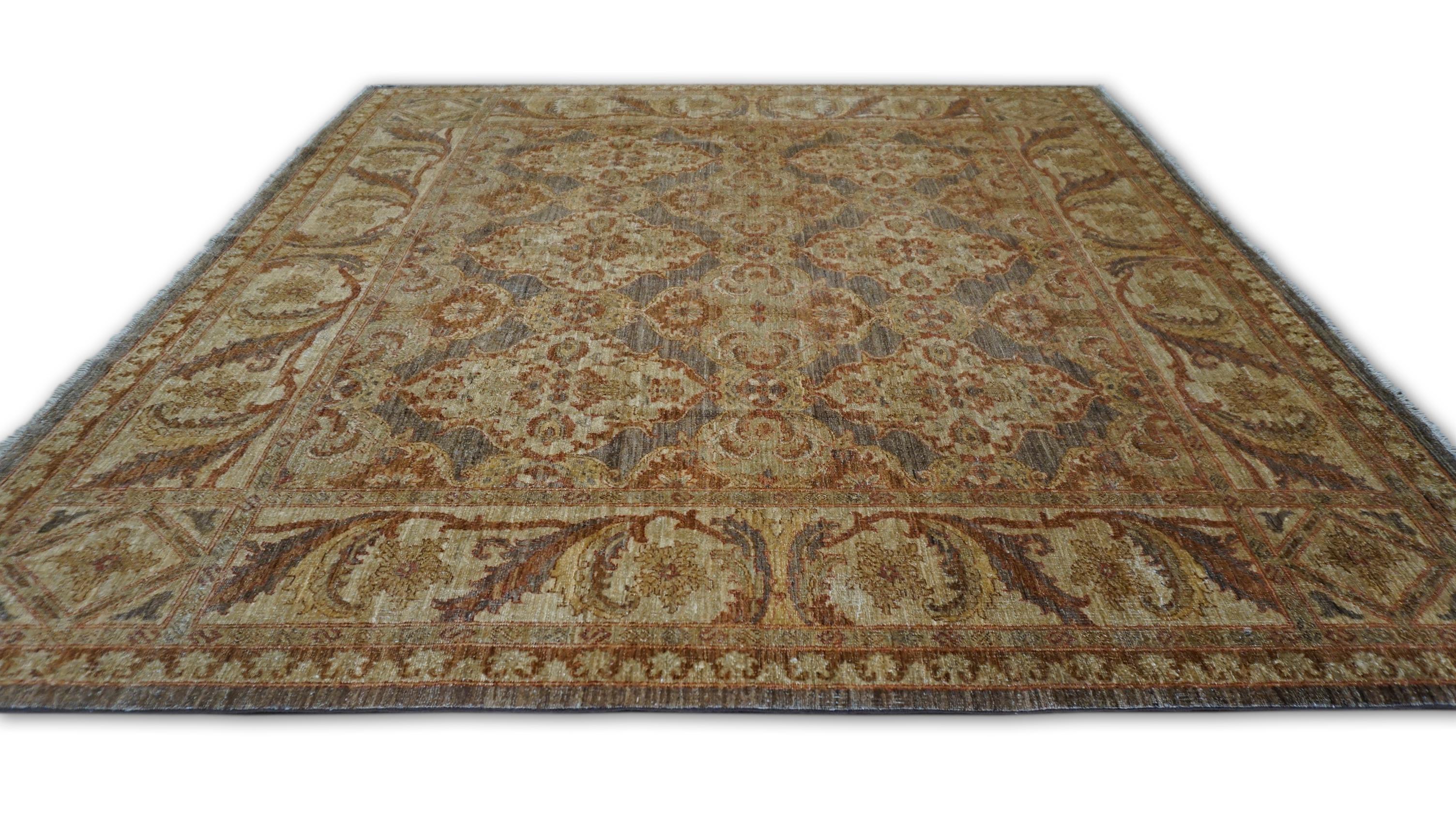 Ziegler Motiv Brown Gold Handgeknüpfter Wollteppich 8'2''x7'9'' (Neoklassisch) im Angebot