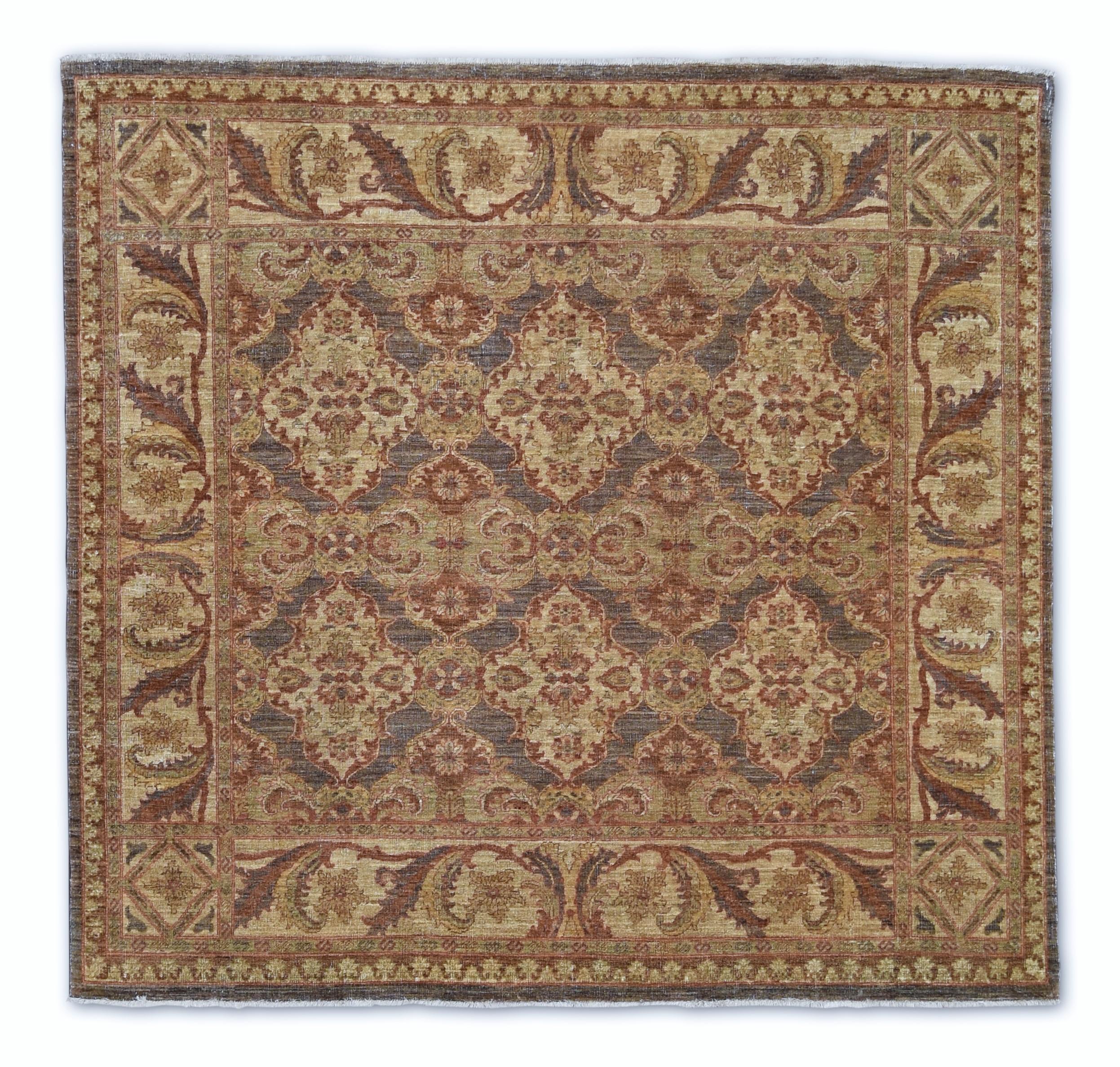 Ziegler Motif Brown Gold Tapis en laine noué à la main 8'2''x7'9''