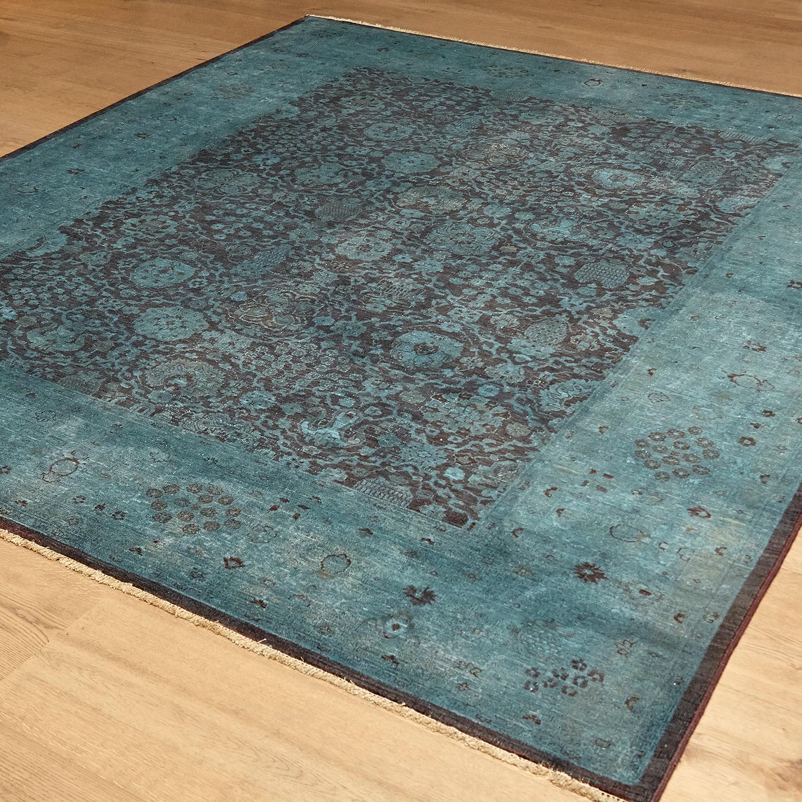 Hand-Knotted Ziegler Pakistan Large Rug Stone Washed, Wool Hand Knotted Blue, circa 2000