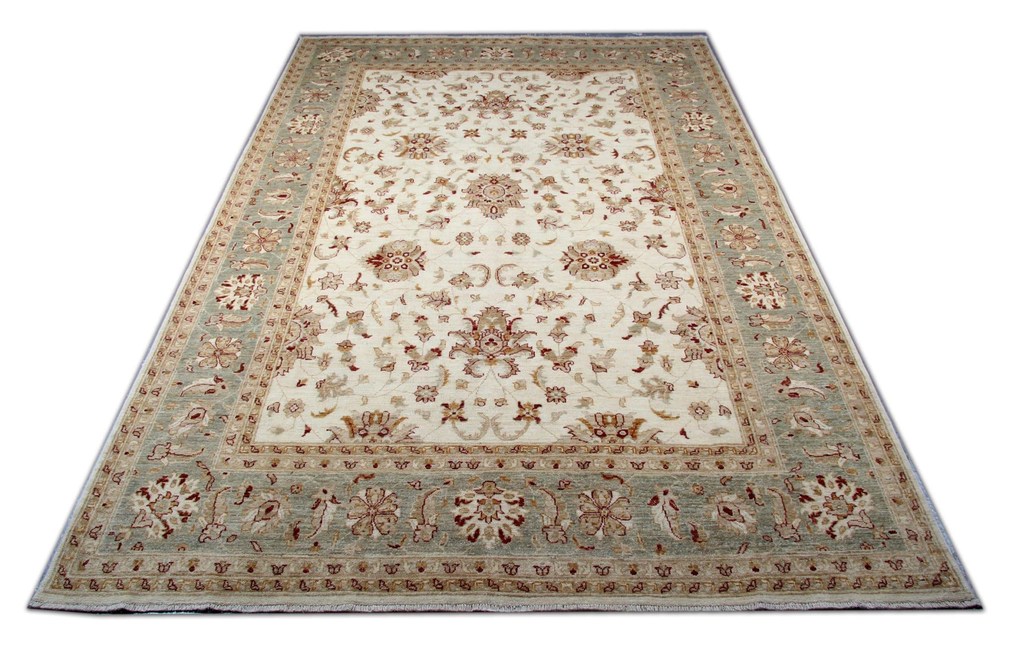 Alfombra Ziegler Alfombra Oriental Verde y Beige Alfombra de Lana por Todo el Salón Teñido con vegetales en venta