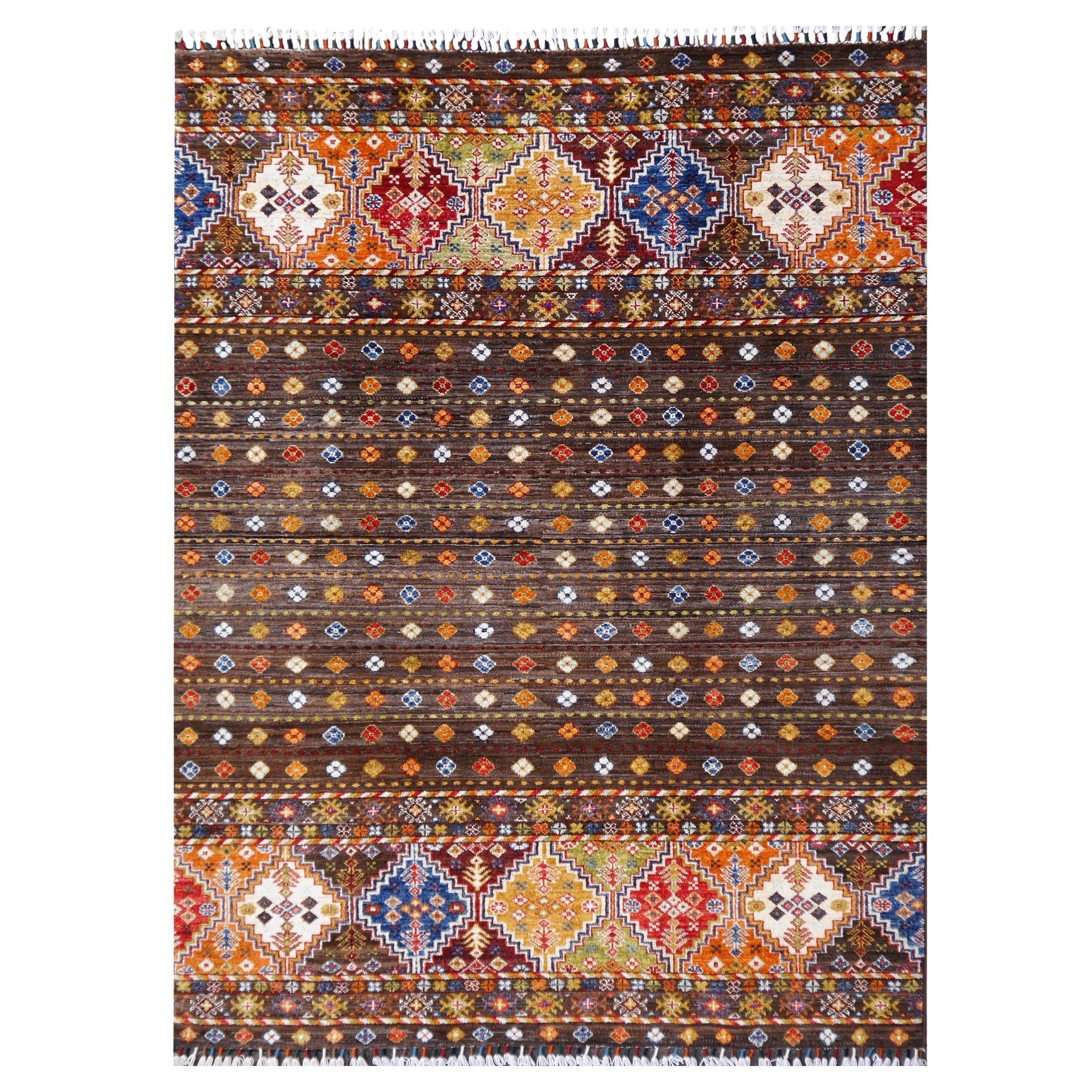 Tapis Ziegler rayé noué à la main design tribal Djoharian Collection en vente