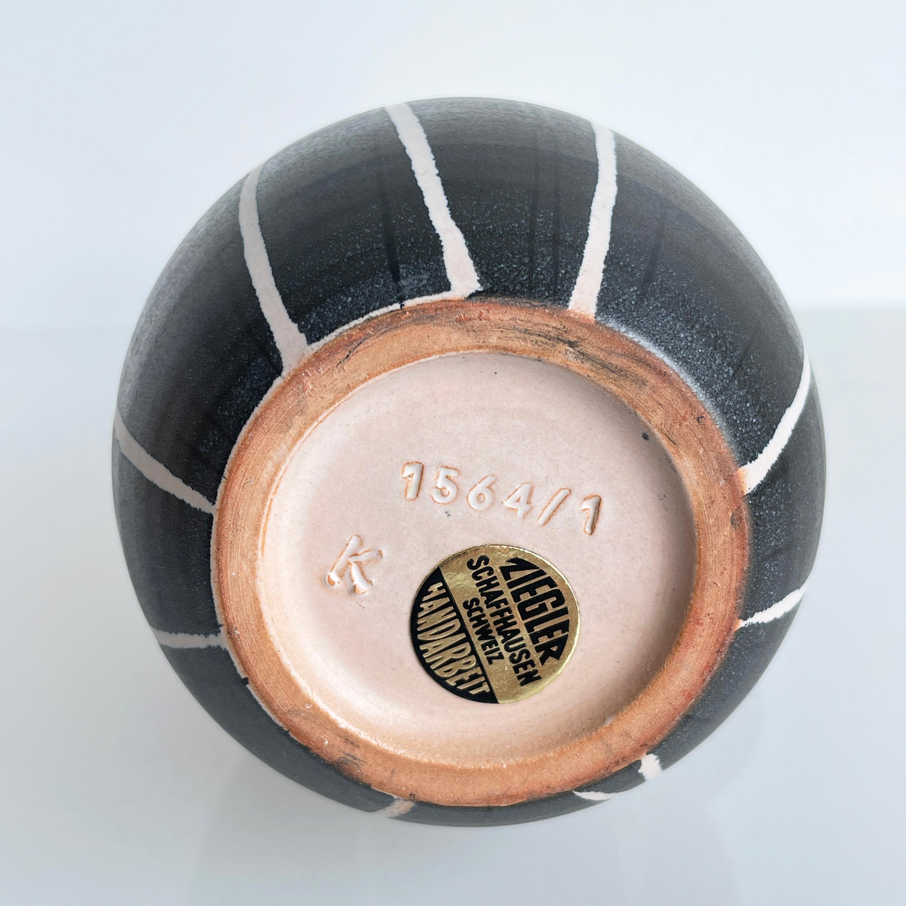 Mid-Century Modern Vase Keramik Ziegler Schaffhausen des années 1950 en vente