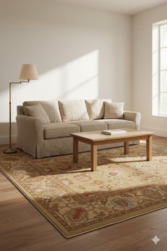 Ziegler-Style Sultanabad Palmette Allover – Camel / Rust / Light Blue