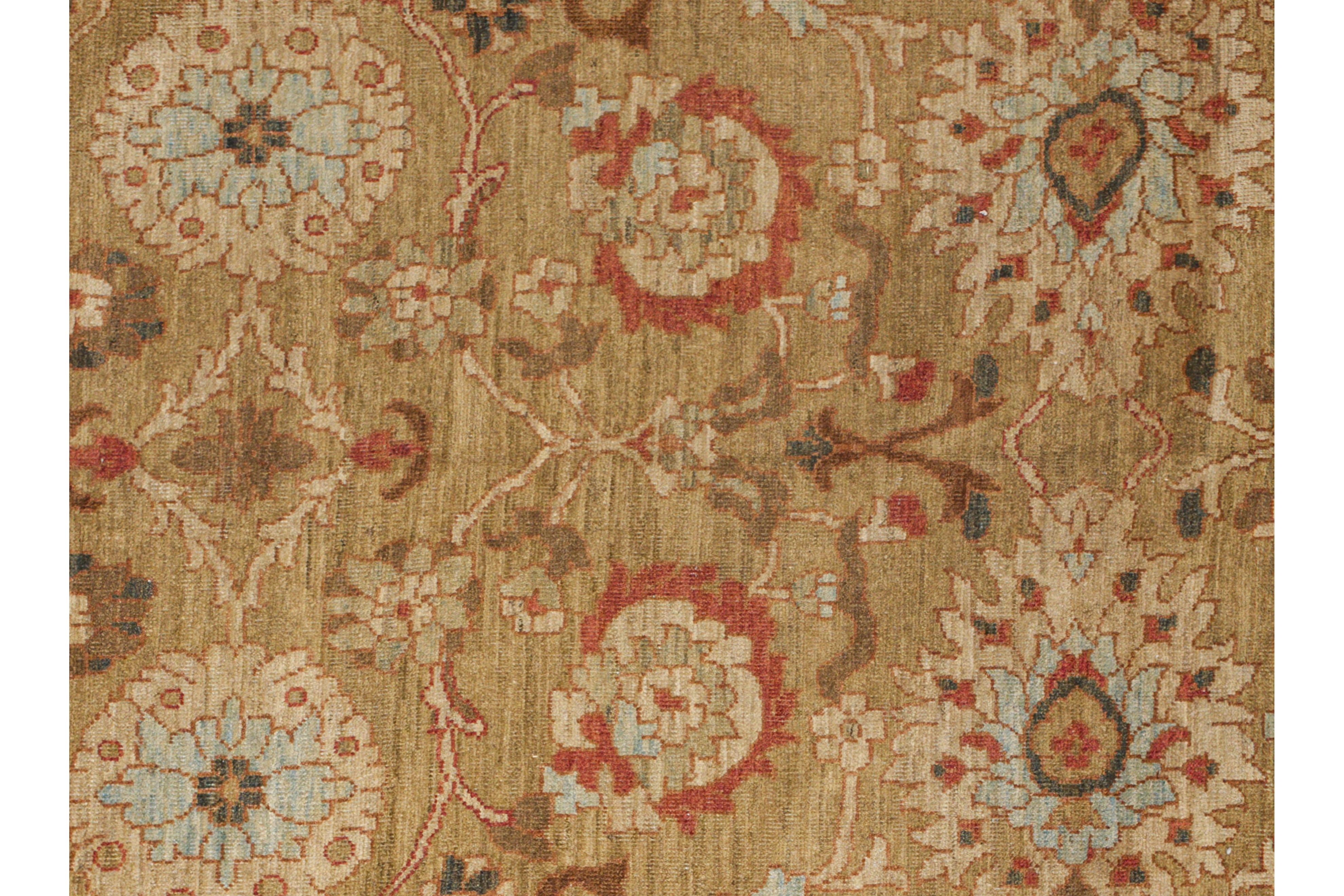 Ziegler-Stil Sultanabad Palmette Allover - Kamel / Rost / Hellblau im Angebot 3