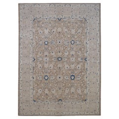 Ziegler Sultanabad-Inspired Wool Rug in Beige Brown and Blue 9' x 12