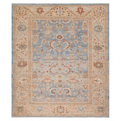 Ziegler Sultanabad Style Rug, Light Blue Field, hand-knotted in Persia, 10x12