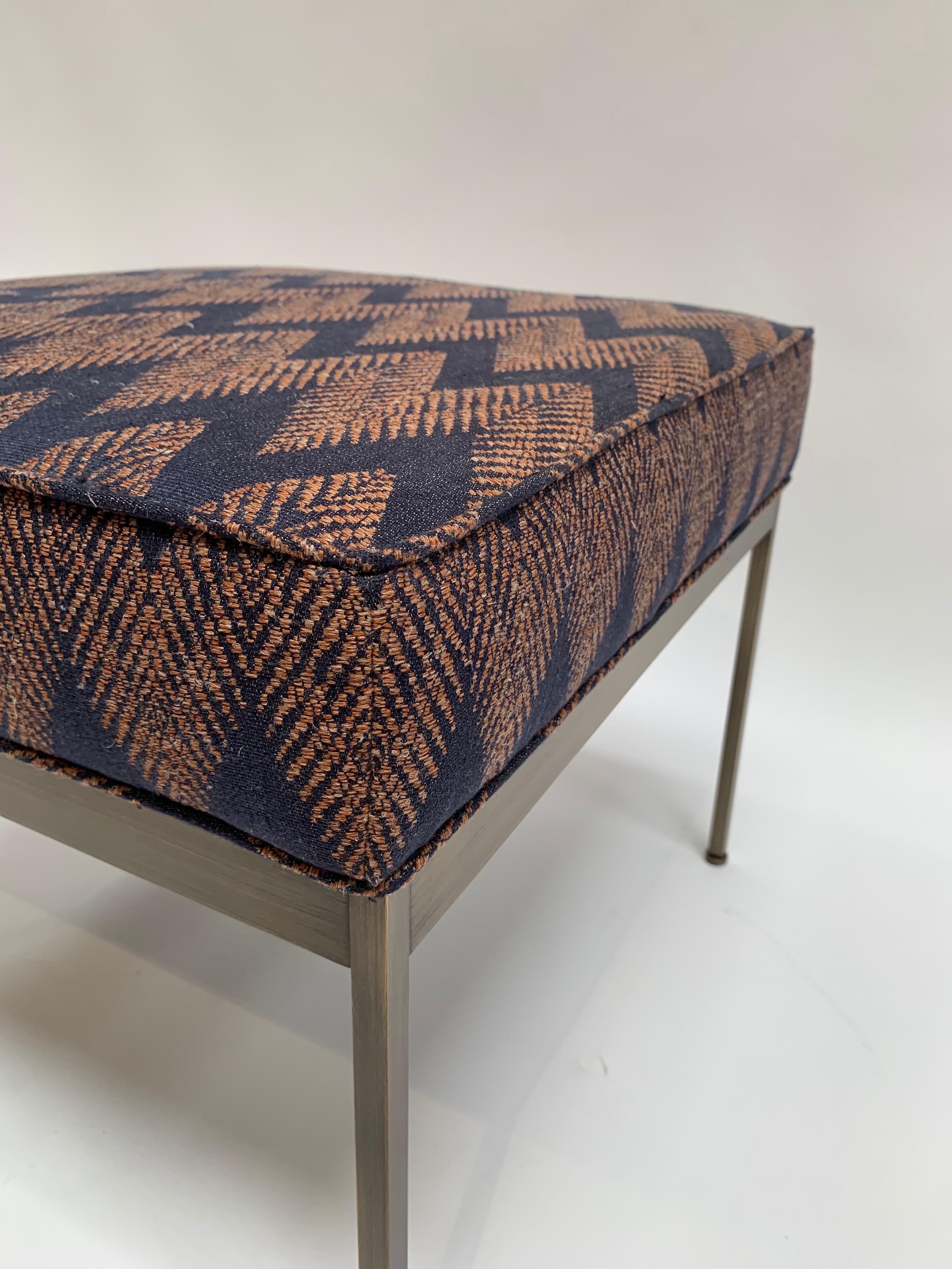 American Zig Zag and Antiqued Brass Paul Ottoman by Lawson-Fenning, in Stock