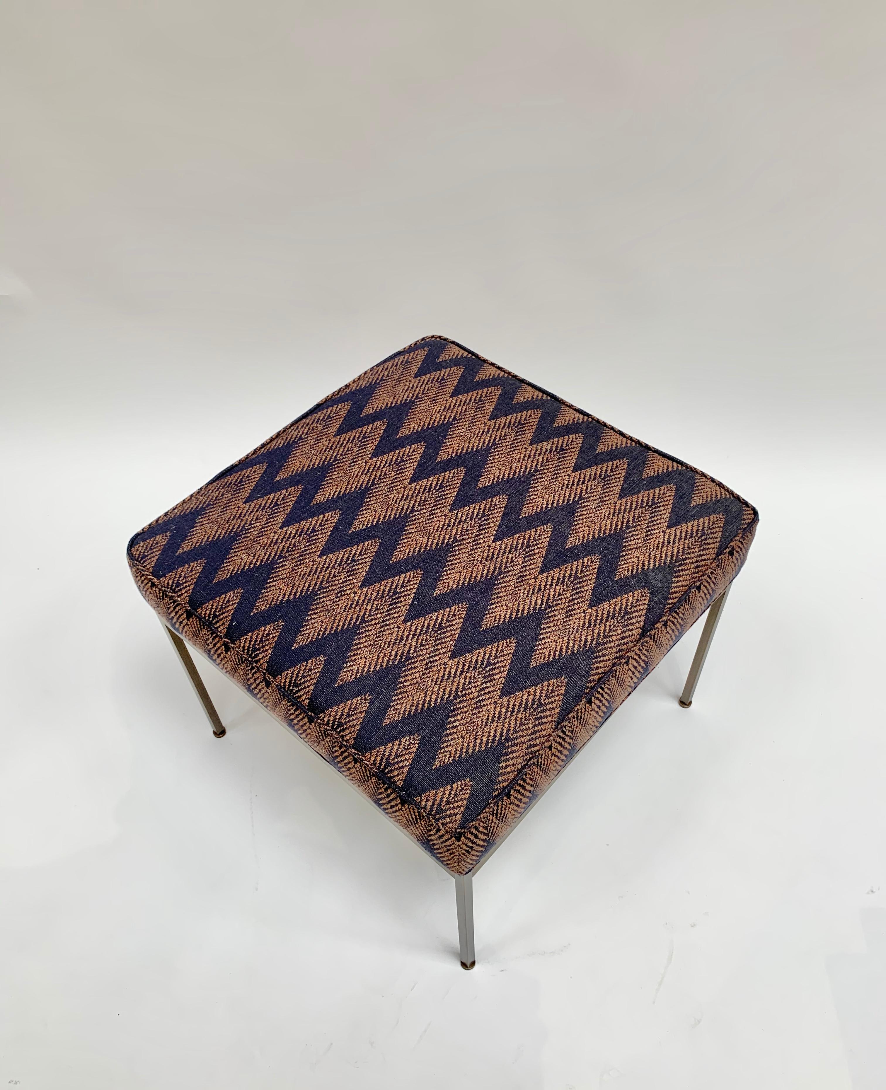 Zig Zag and Antiqued Brass Paul Ottoman by Lawson-Fenning, in Stock In New Condition In Los Angeles, CA