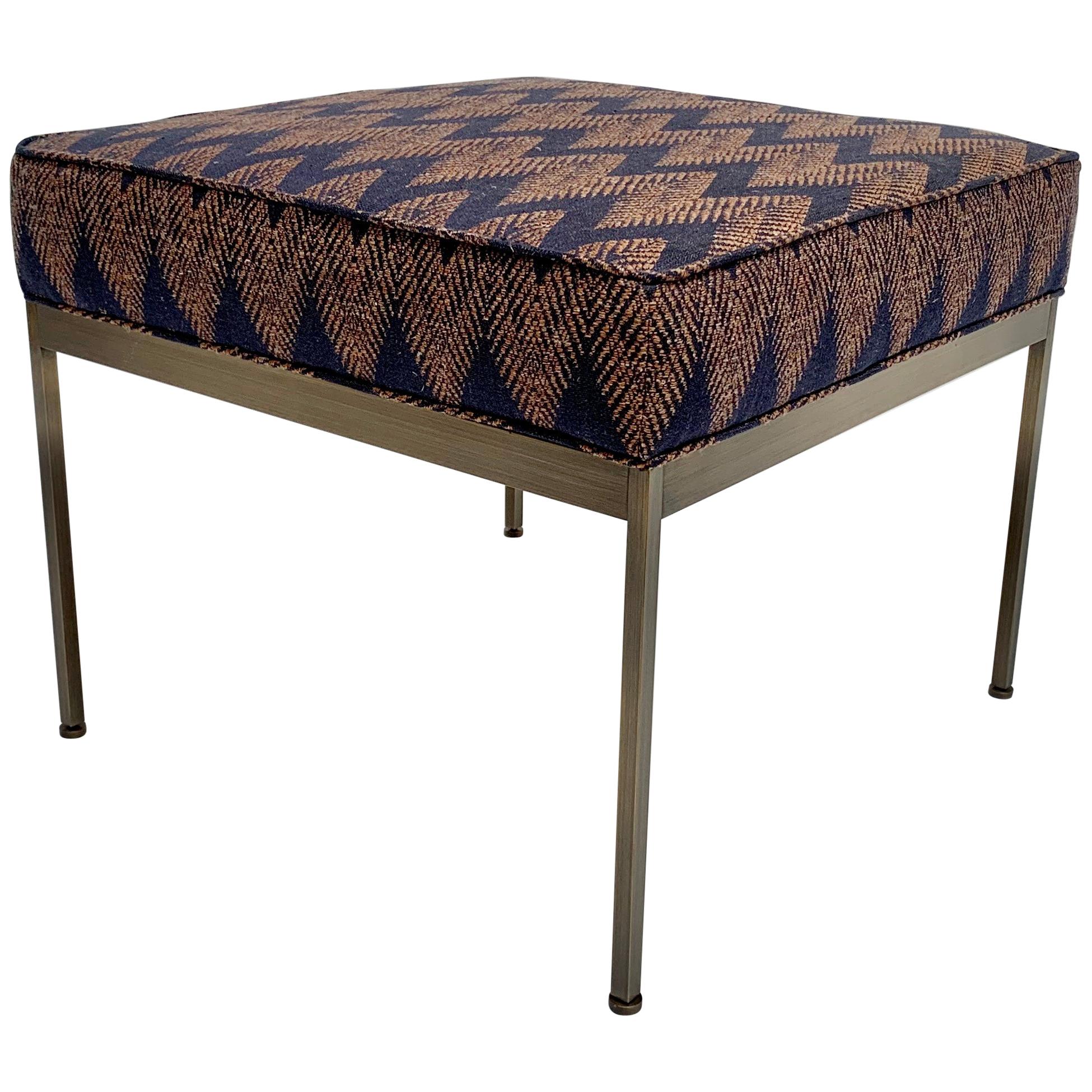 Zig Zag and Antiqued Brass Paul Ottoman by Lawson-Fenning, in Stock