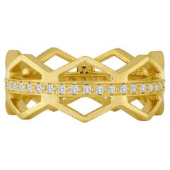 Ring mit Zickzack-Muster aus 18 Karat Gold und Diamanten