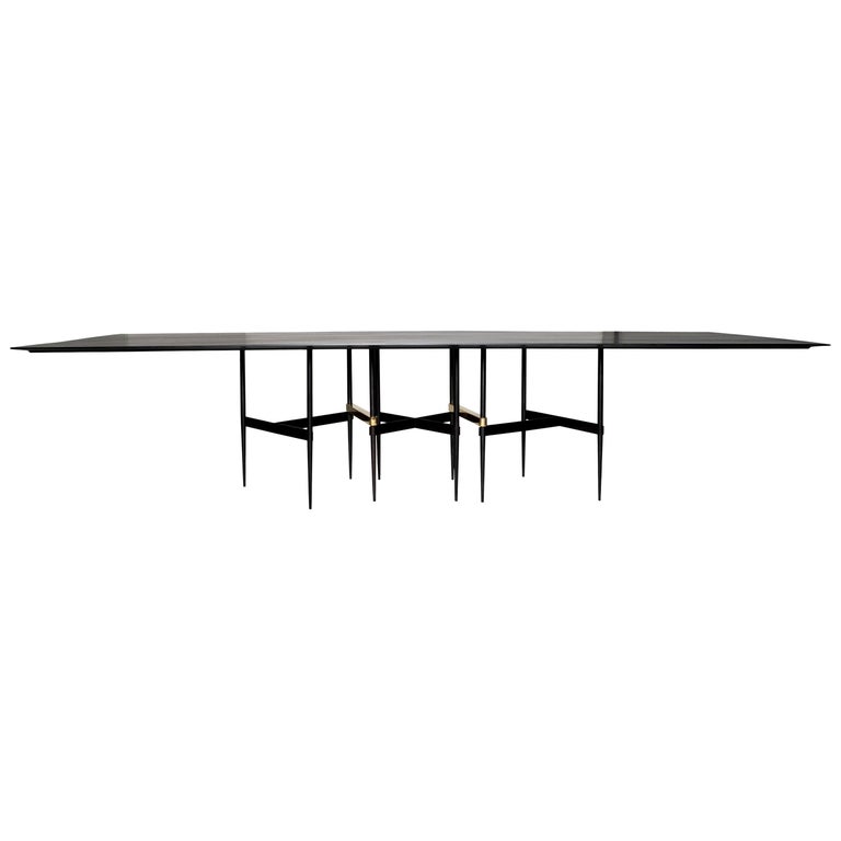 Zig Zag Black, Charcoal Oiled Walnut and Brass Table by ATRA For Sale