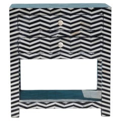 Zig Zag Bone Inlay Side Table with White Ground by House of Jaipur