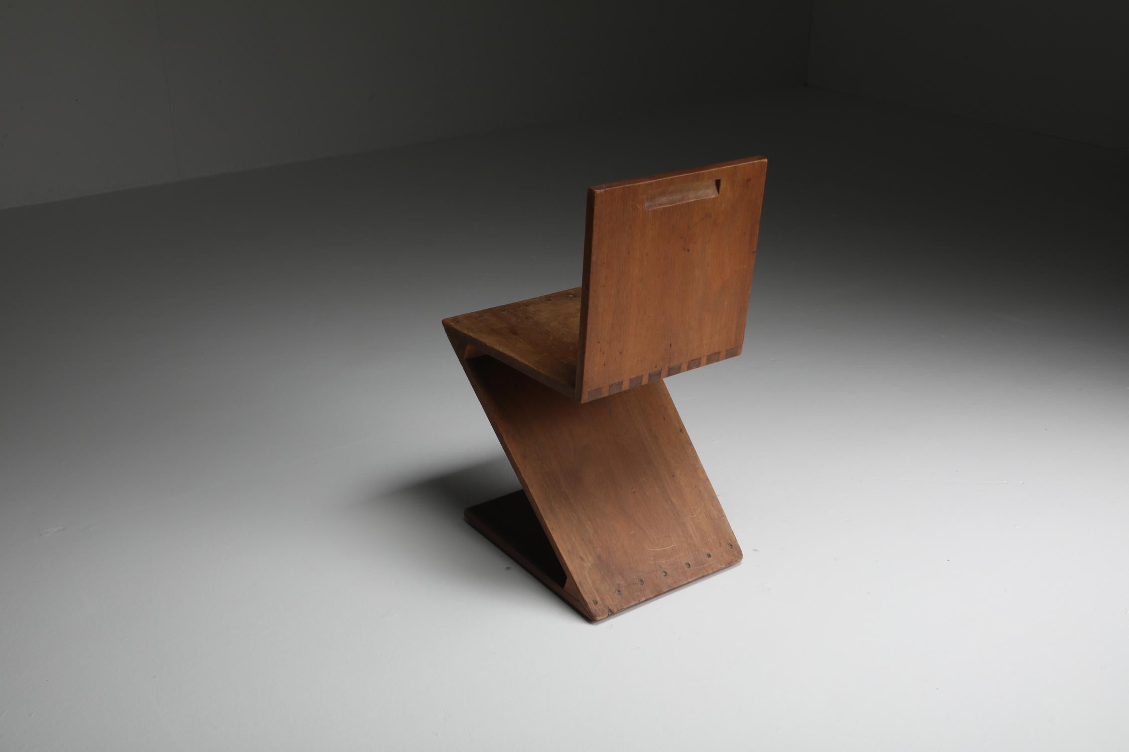Mahogany Zig-Zag Chair by G. Rietveld