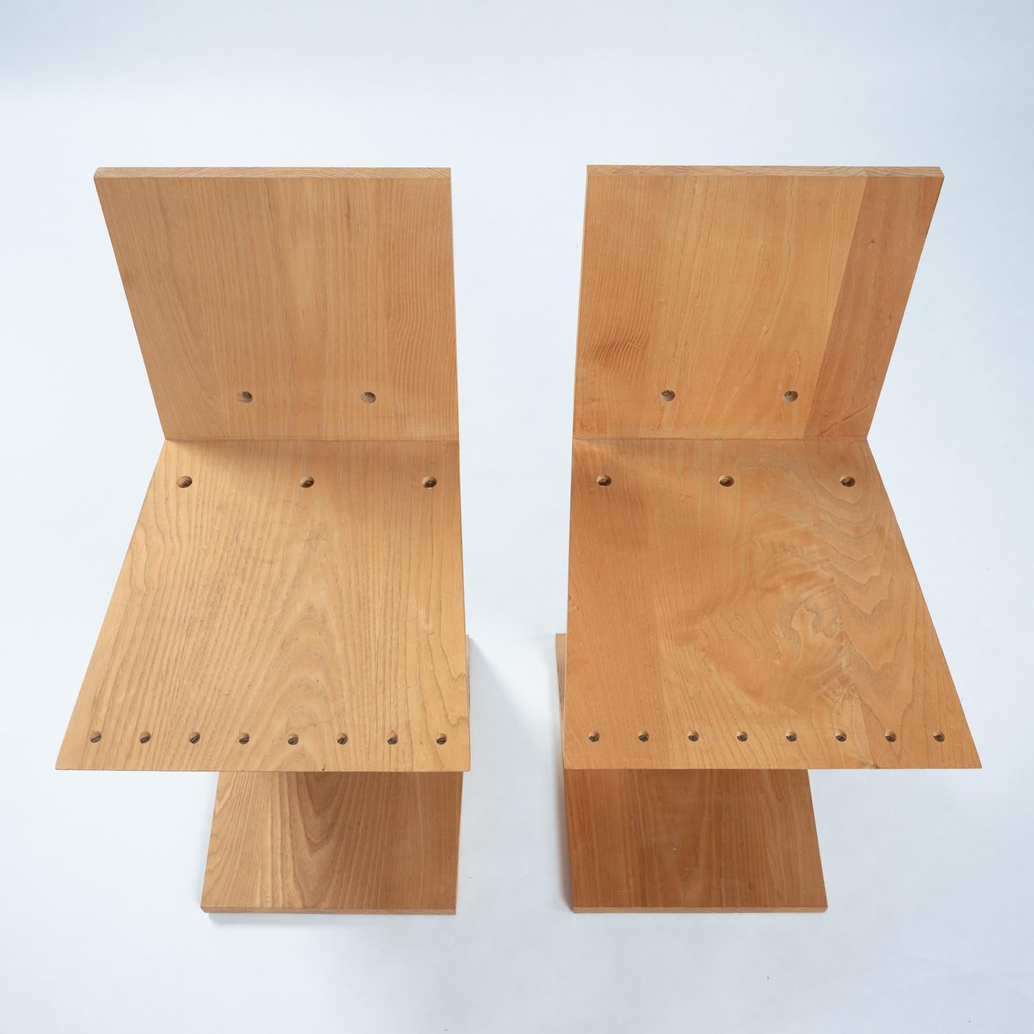 Moderne Chaise Zig zag au design de Gerrit Rietveld, années 1980 en vente