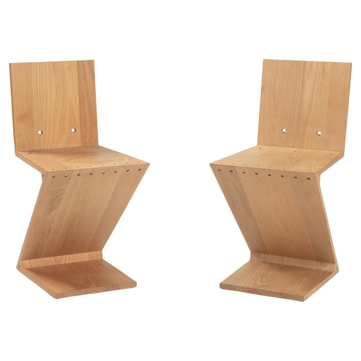 Zig zag chair in the design of Gerrit Rietveld, 1980s