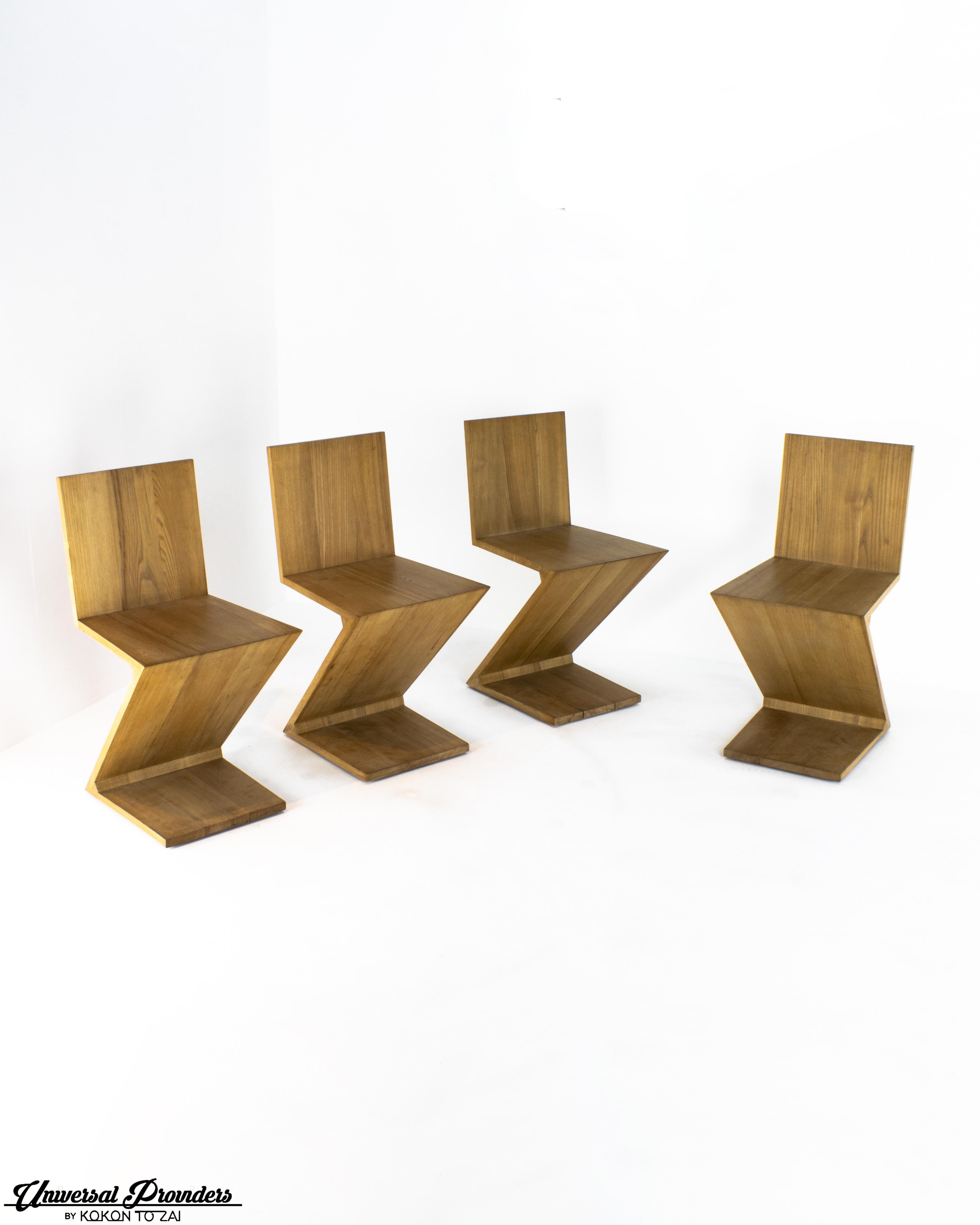 19th Century 'Zig Zag' Chairs by Gerrit Rietveld for Cassina, 1973 For Sale