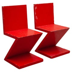 Zig Zag Kinderstühle, Sitze Rietveld, 1980er Jahre