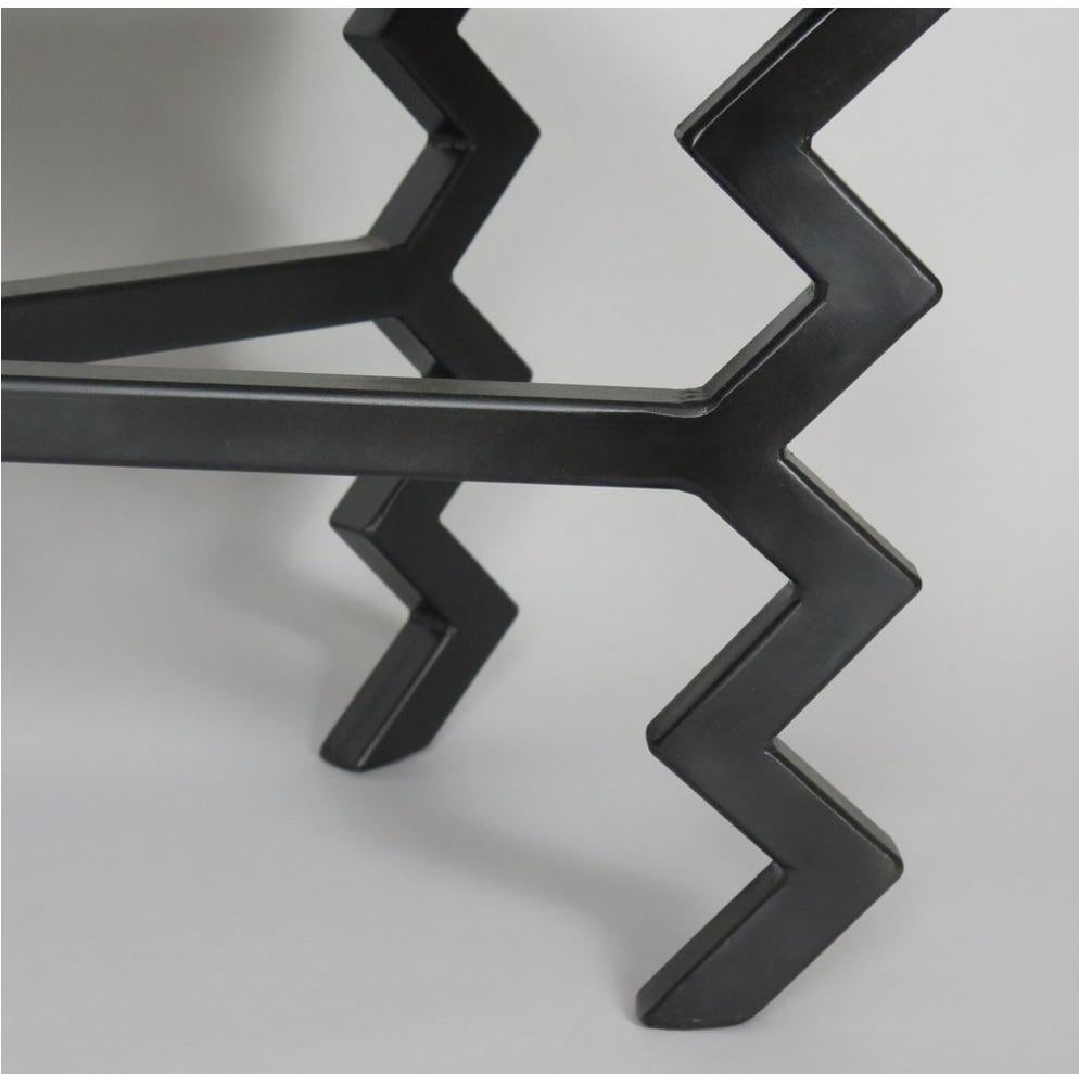 American 'Zig-Zag' Coffee Table with Black Glass Top For Sale