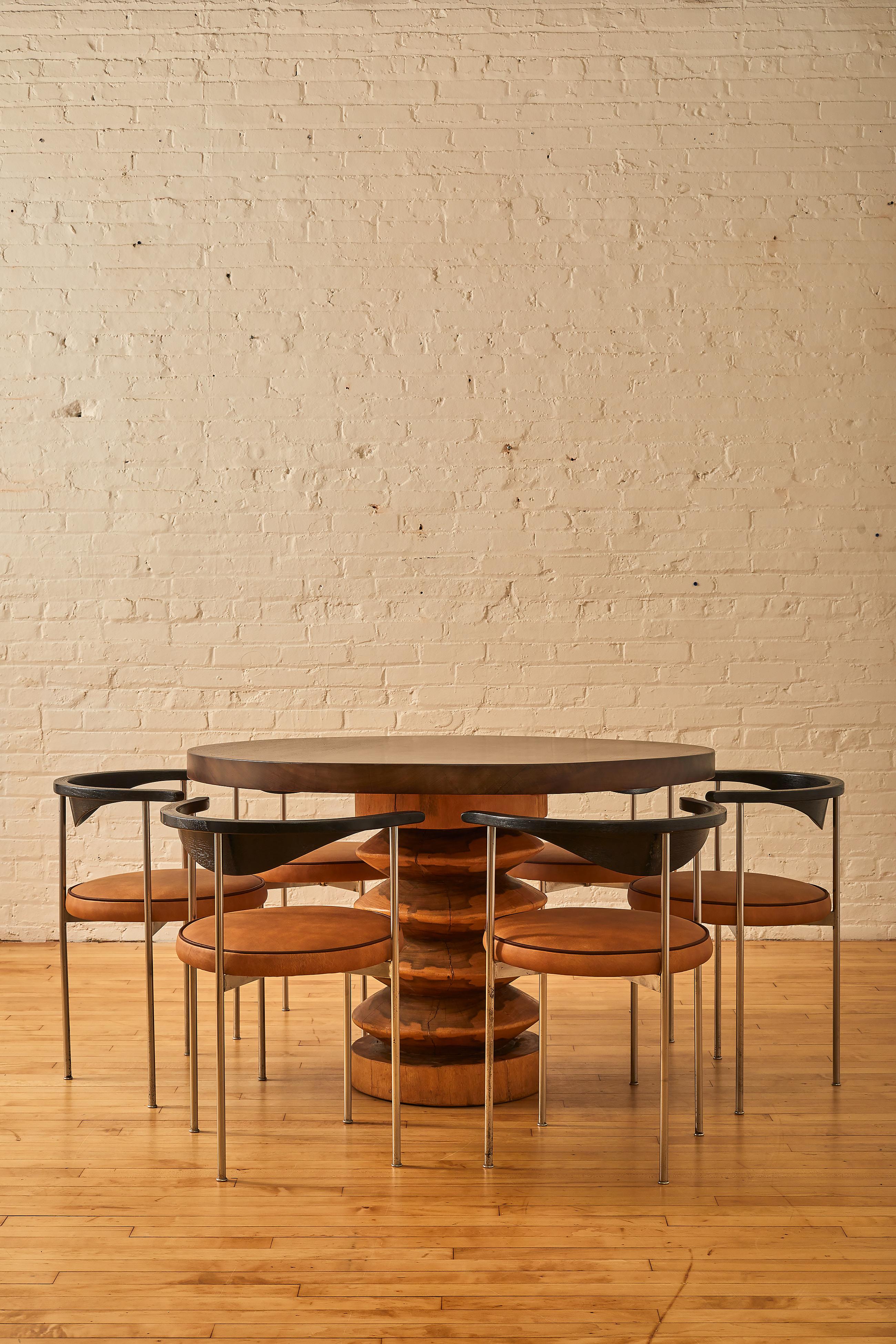 Zig Zag Dining Table by Tucker Robbins with Kumbuk table top and Acacia base.