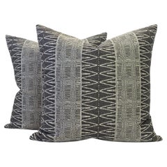 Zig Zag Patterned Stain Resistant Fabric Gray and White Square Pillows