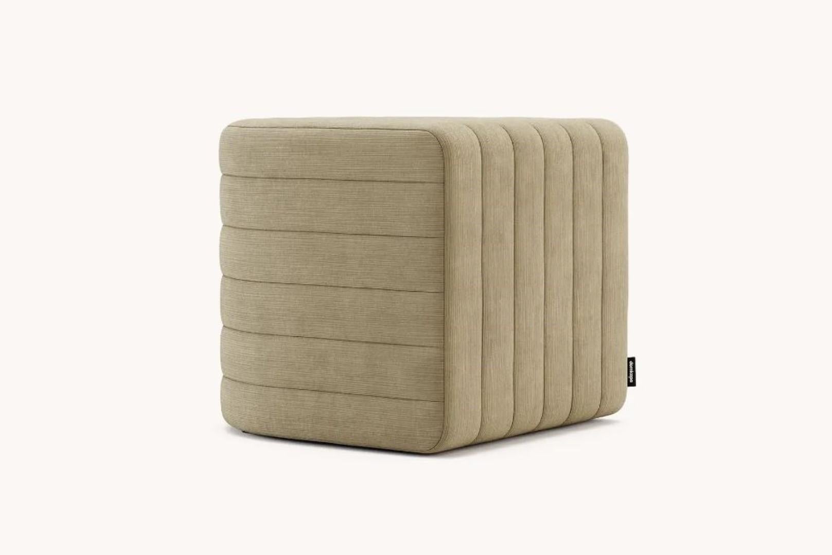 Zig zag pouf by Domkapa
Materials: velvet, upholstery.
Dimensions: W 50 x D 50 x H 45 cm. 
Also available in different materials. 

Zigzag pouf and its unconventional shape give character to this subtle piece. The pouf is fully upholstered,