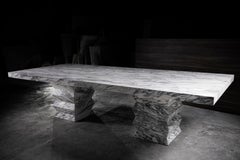 Zig Zag Rectangular Dining Table in Arabescato Marble by No Age Studio