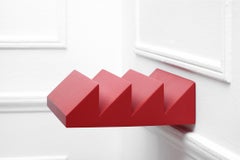 Wandregal „Zig Zag“ aus rot lackiertem Stahl, modernes Design