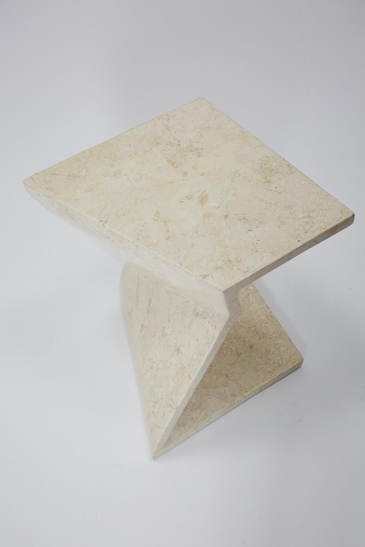 Zig Zag Side Tables or Coffee Table in Tessellated White Stone, 1990s 3