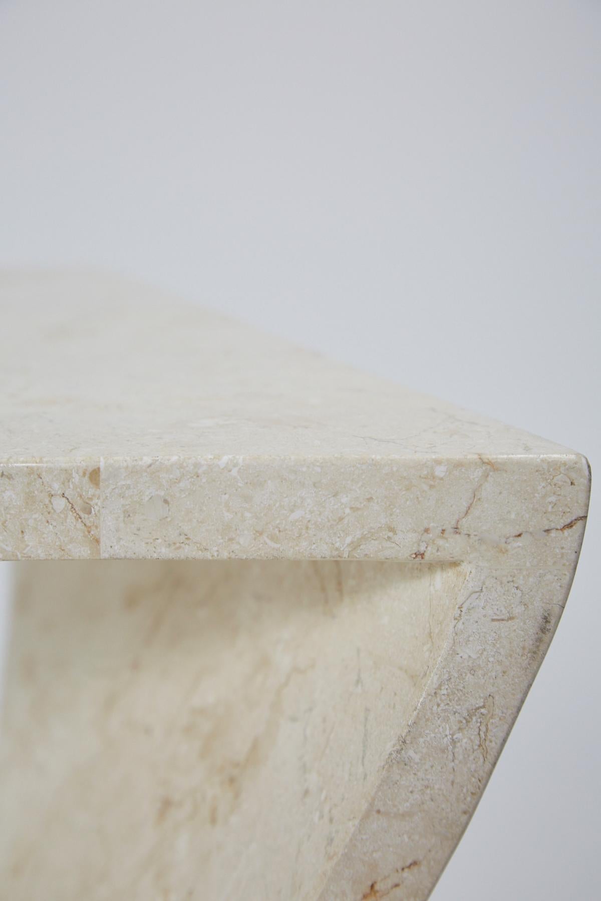 Zig Zag Side Tables or Coffee Table in Tessellated White Stone, 1990s 8