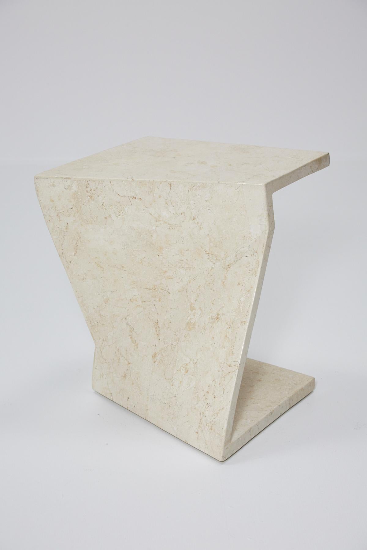 Post-Modern Zig Zag Side Tables or Coffee Table in Tessellated White Stone, 1990s